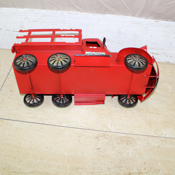 RED FARM TRUCK 14" PICKUP TRUCK METAL ART FIGURINE VINTAGE GARDEN ART WESTERN HOME DECOR HANDMADE  #EH12861