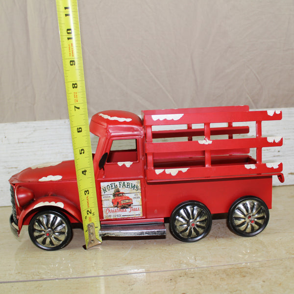 RED FARM TRUCK 14" PICKUP TRUCK METAL ART FIGURINE VINTAGE GARDEN ART WESTERN HOME DECOR HANDMADE  #EH12861