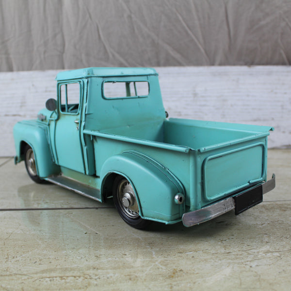 TURQUOISE TRUCK 13" PICKUP TRUCK METAL ART FIGURINE VINTAGE ART WESTERN HOME DECOR HANDMADE  #EH12860