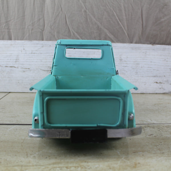 TURQUOISE TRUCK 13" PICKUP TRUCK METAL ART FIGURINE VINTAGE ART WESTERN HOME DECOR HANDMADE  #EH12860