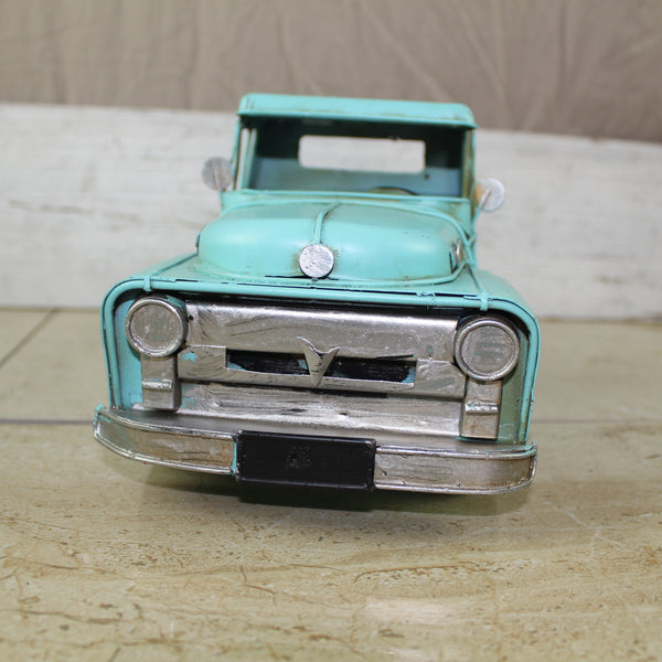 TURQUOISE TRUCK 13" PICKUP TRUCK METAL ART FIGURINE VINTAGE ART WESTERN HOME DECOR HANDMADE  #EH12860