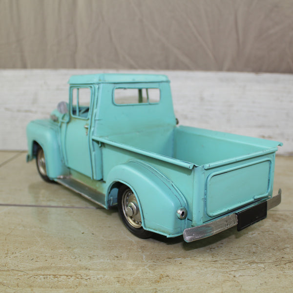 TURQUOISE TRUCK 13" PICKUP TRUCK METAL ART FIGURINE VINTAGE ART WESTERN HOME DECOR HANDMADE  #EH12860