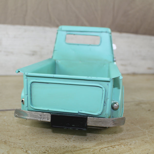 TURQUOISE TRUCK 13" PICKUP TRUCK METAL ART FIGURINE VINTAGE ART WESTERN HOME DECOR HANDMADE  #EH12860