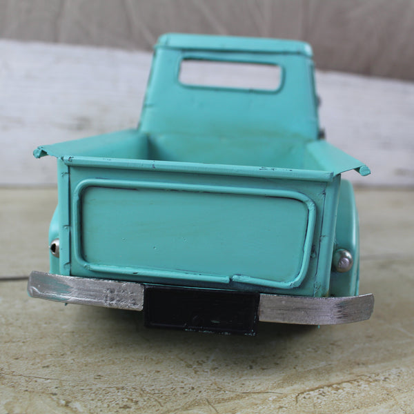 TURQUOISE TRUCK 13" PICKUP TRUCK METAL ART FIGURINE VINTAGE ART WESTERN HOME DECOR HANDMADE  #EH12860