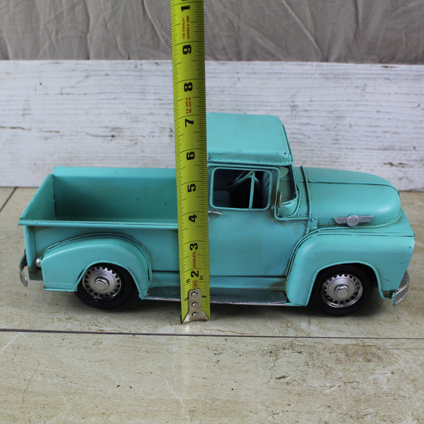 TURQUOISE TRUCK 13" PICKUP TRUCK METAL ART FIGURINE VINTAGE ART WESTERN HOME DECOR HANDMADE  #EH12860