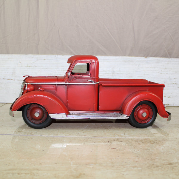 RED TRUCK 13" PICKUP TRUCK METAL ART FIGURINE VINTAGE GARDEN ART WESTERN HOME DECOR HANDMADE  #EH12859