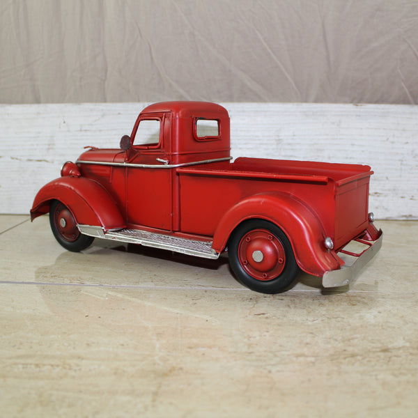 RED TRUCK 13" PICKUP TRUCK METAL ART FIGURINE VINTAGE GARDEN ART WESTERN HOME DECOR HANDMADE  #EH12859