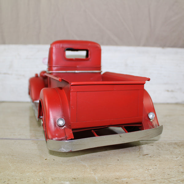 RED TRUCK 13" PICKUP TRUCK METAL ART FIGURINE VINTAGE GARDEN ART WESTERN HOME DECOR HANDMADE  #EH12859