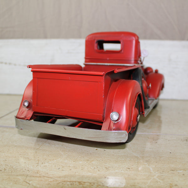 RED TRUCK 13" PICKUP TRUCK METAL ART FIGURINE VINTAGE GARDEN ART WESTERN HOME DECOR HANDMADE  #EH12859