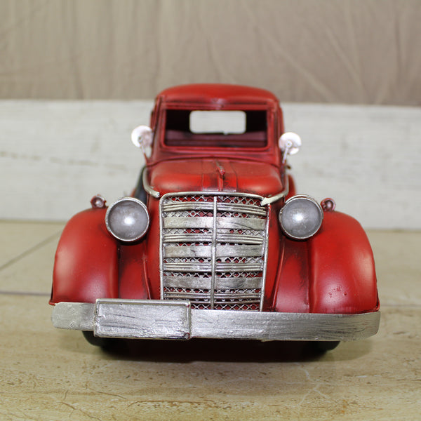 RED TRUCK 13" PICKUP TRUCK METAL ART FIGURINE VINTAGE GARDEN ART WESTERN HOME DECOR HANDMADE  #EH12859