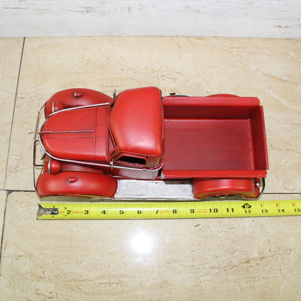 RED TRUCK 13" PICKUP TRUCK METAL ART FIGURINE VINTAGE GARDEN ART WESTERN HOME DECOR HANDMADE  #EH12859