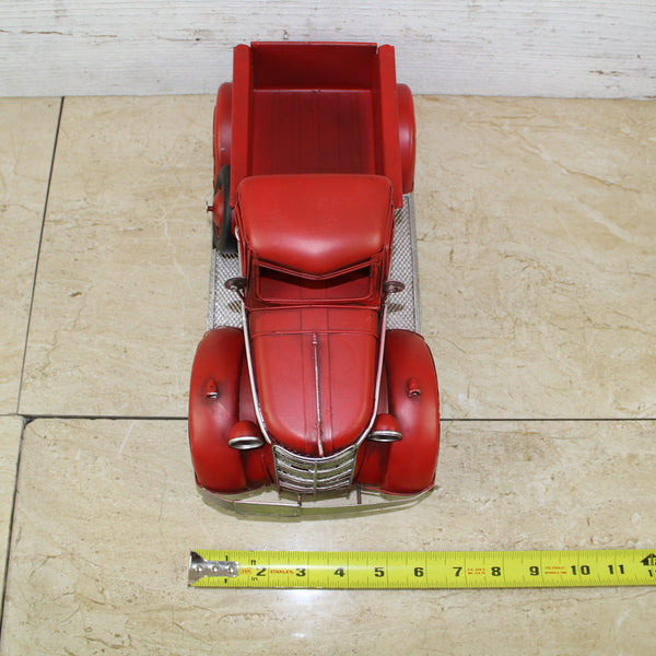 RED TRUCK 13" PICKUP TRUCK METAL ART FIGURINE VINTAGE GARDEN ART WESTERN HOME DECOR HANDMADE  #EH12859
