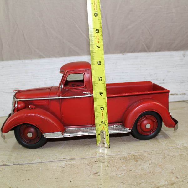 RED TRUCK 13" PICKUP TRUCK METAL ART FIGURINE VINTAGE GARDEN ART WESTERN HOME DECOR HANDMADE  #EH12859