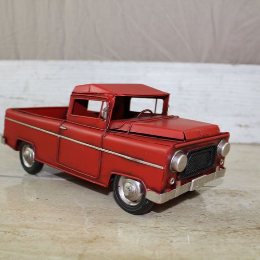 RED TRUCK 10" PICKUP TRUCK METAL ART FIGURINE VINTAGE WESTERN HOME DECOR HANDMADE  #EH12858