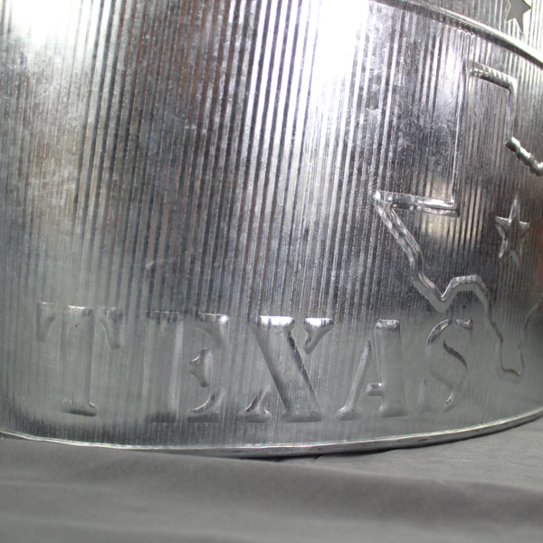 24" TEXAS BUCKET SILVER METAL OVAL TUB BEVERAGE HOLDER WESTERN HOME DECOR HANDMADE NEW #EH12495