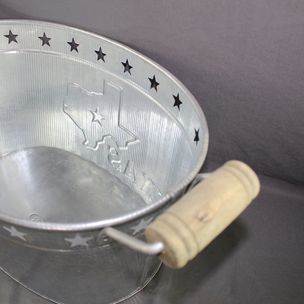 24" TEXAS BUCKET SILVER METAL OVAL TUB BEVERAGE HOLDER WESTERN HOME DECOR HANDMADE NEW #EH12495