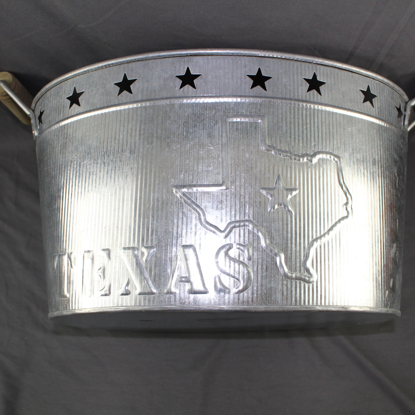 24" TEXAS BUCKET SILVER METAL OVAL TUB BEVERAGE HOLDER WESTERN HOME DECOR HANDMADE NEW #EH12495