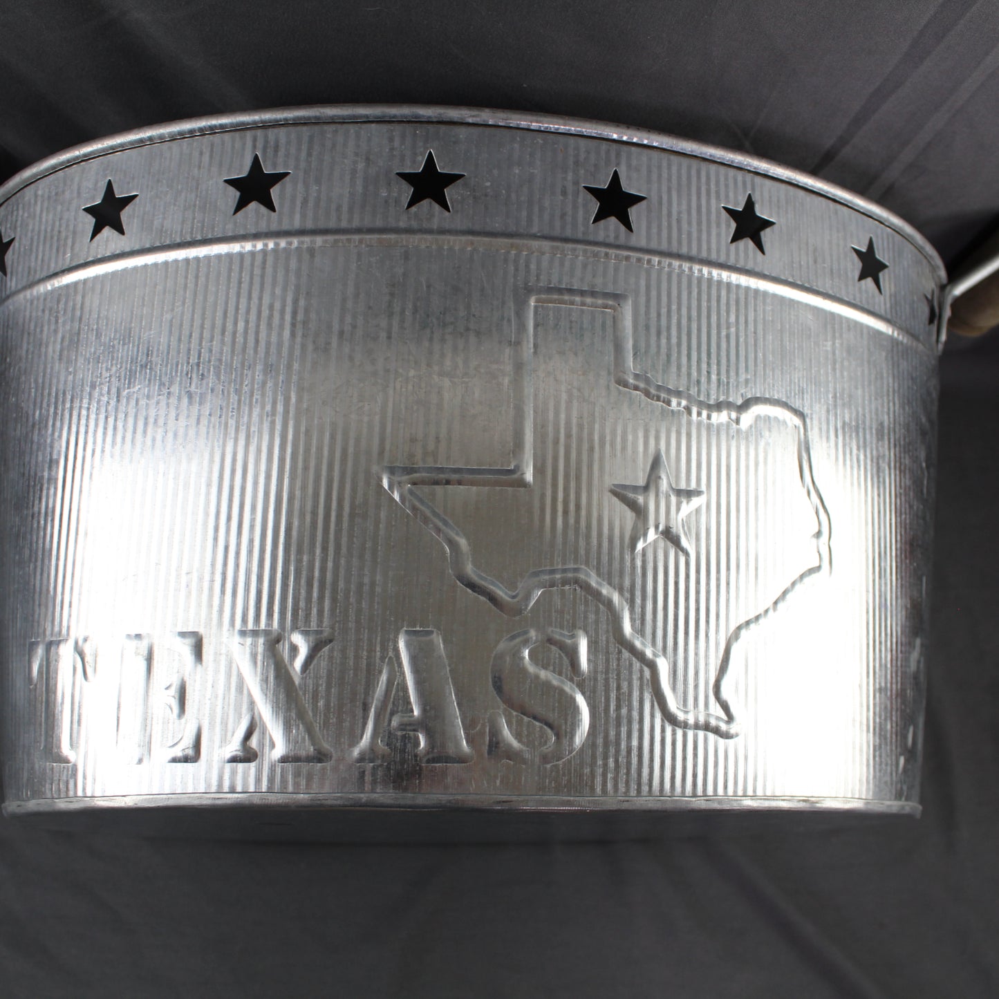 24" TEXAS BUCKET SILVER METAL OVAL TUB BEVERAGE HOLDER WESTERN HOME DECOR HANDMADE NEW #EH12495