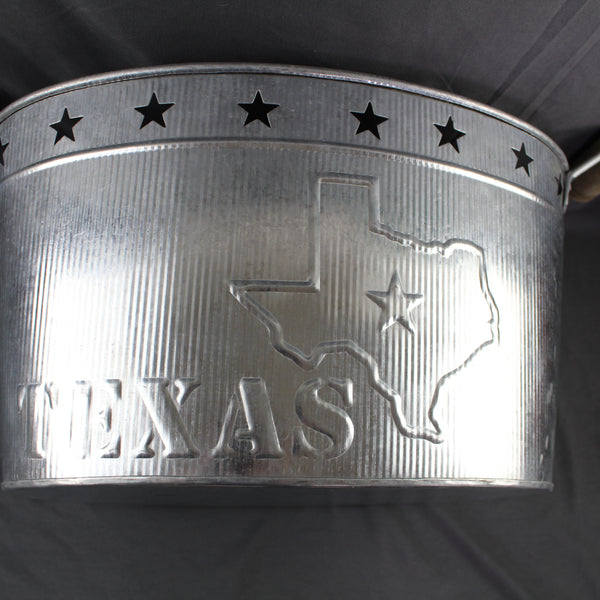 24" TEXAS BUCKET SILVER METAL OVAL TUB BEVERAGE HOLDER WESTERN HOME DECOR HANDMADE NEW #EH12495