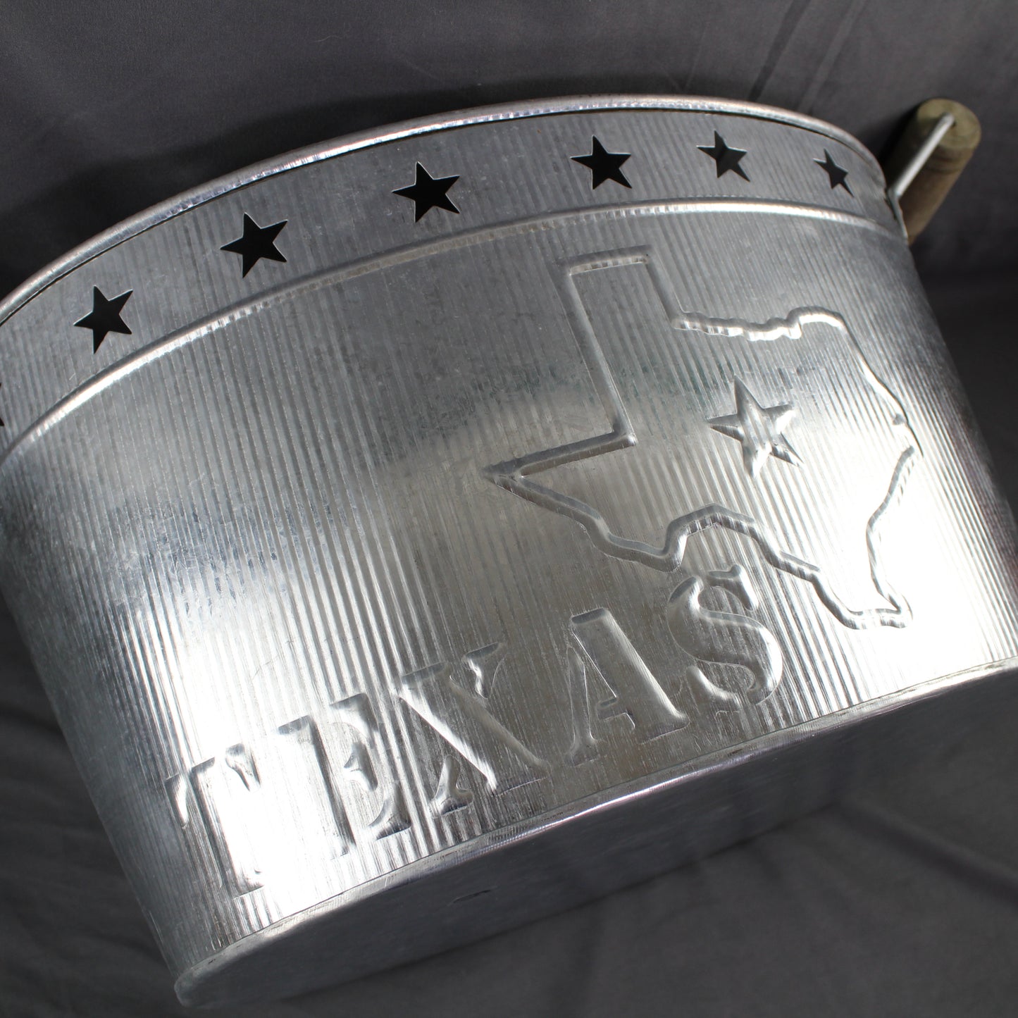 24" TEXAS BUCKET SILVER METAL OVAL TUB BEVERAGE HOLDER WESTERN HOME DECOR HANDMADE NEW #EH12495