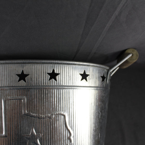 24" TEXAS BUCKET SILVER METAL OVAL TUB BEVERAGE HOLDER WESTERN HOME DECOR HANDMADE NEW #EH12495
