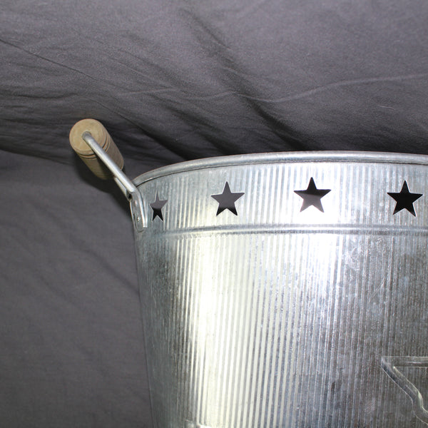 24" TEXAS BUCKET SILVER METAL OVAL TUB BEVERAGE HOLDER WESTERN HOME DECOR HANDMADE NEW #EH12495