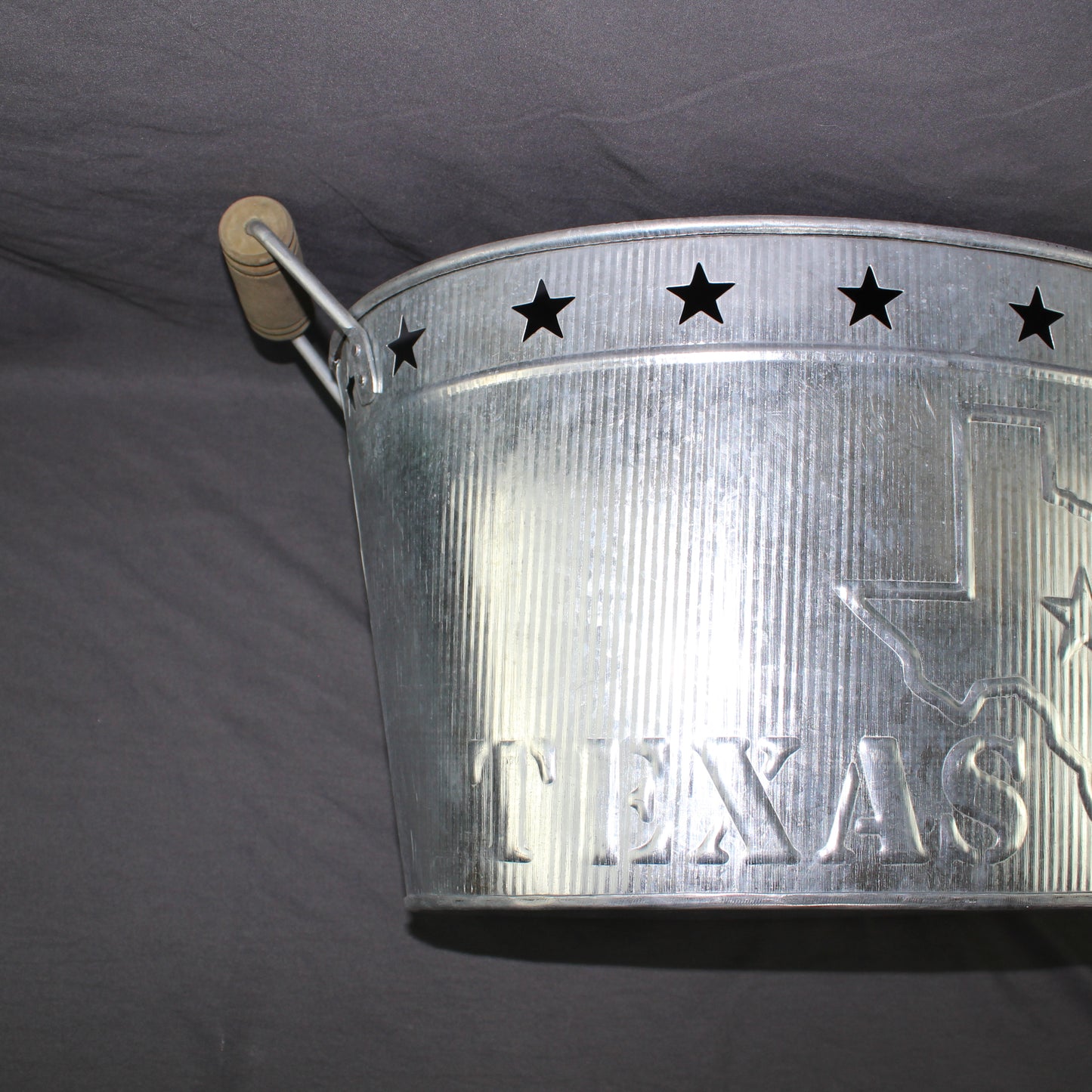 24" TEXAS BUCKET SILVER METAL OVAL TUB BEVERAGE HOLDER WESTERN HOME DECOR HANDMADE NEW #EH12495