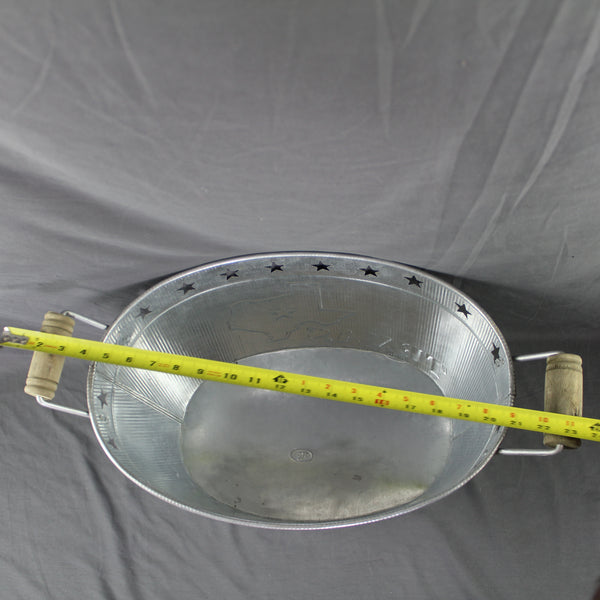 24" TEXAS BUCKET SILVER METAL OVAL TUB BEVERAGE HOLDER WESTERN HOME DECOR HANDMADE NEW #EH12495