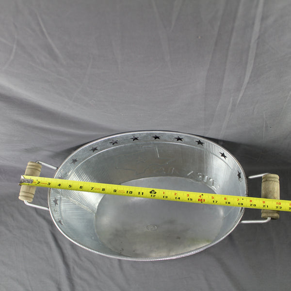 24" TEXAS BUCKET SILVER METAL OVAL TUB BEVERAGE HOLDER WESTERN HOME DECOR HANDMADE NEW #EH12495