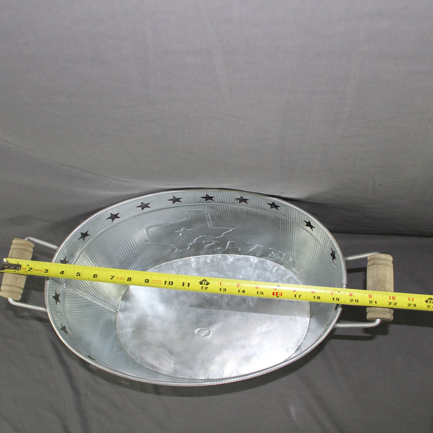 24" TEXAS BUCKET SILVER METAL OVAL TUB BEVERAGE HOLDER WESTERN HOME DECOR HANDMADE NEW #EH12495