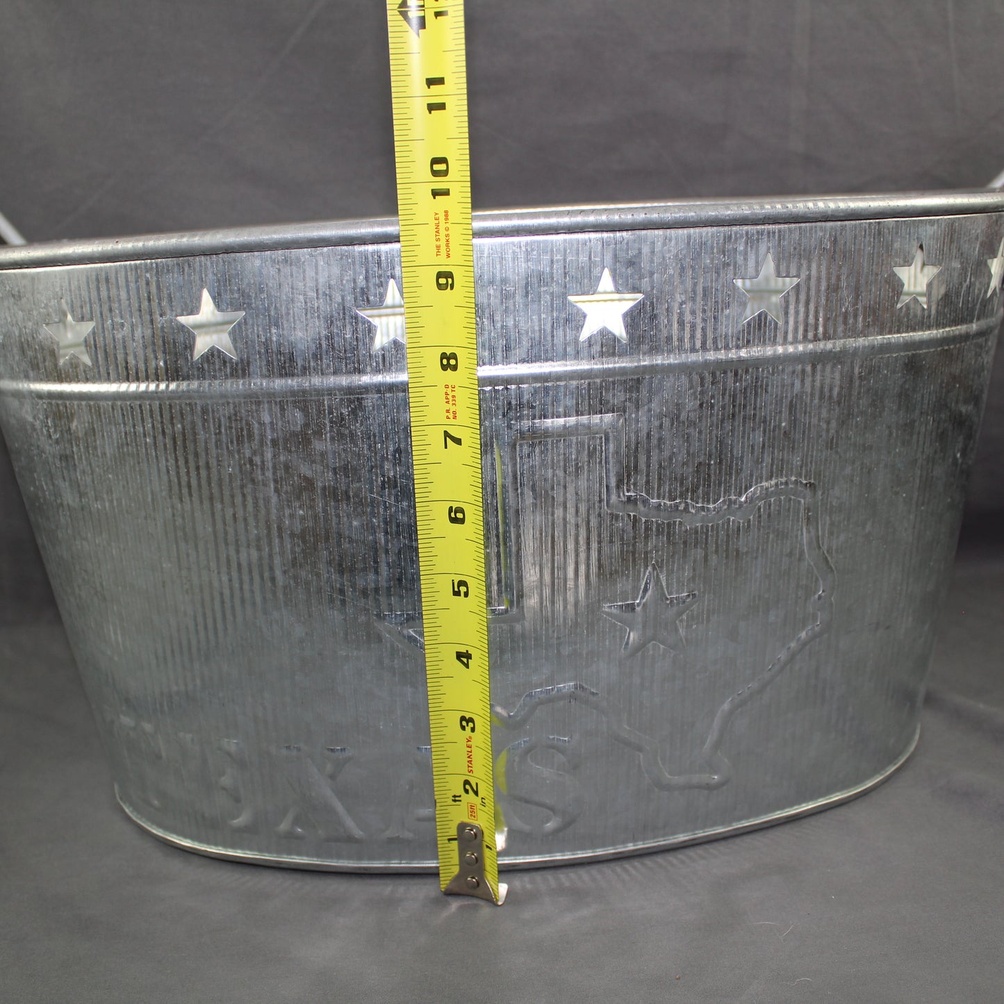 24" TEXAS BUCKET SILVER METAL OVAL TUB BEVERAGE HOLDER WESTERN HOME DECOR HANDMADE NEW #EH12495