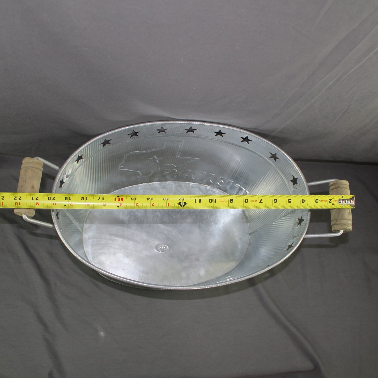 24" TEXAS BUCKET SILVER METAL OVAL TUB BEVERAGE HOLDER WESTERN HOME DECOR HANDMADE NEW #EH12495