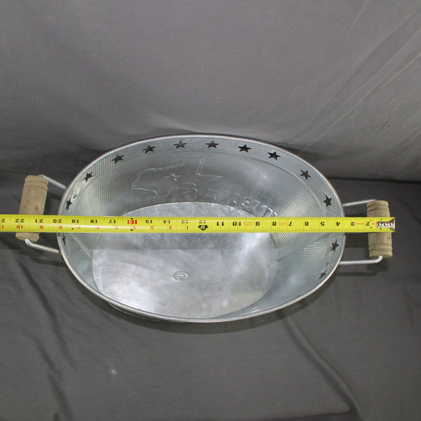 24" TEXAS BUCKET SILVER METAL OVAL TUB BEVERAGE HOLDER WESTERN HOME DECOR HANDMADE NEW #EH12495