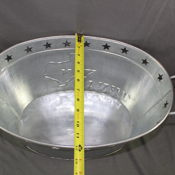 24" TEXAS BUCKET SILVER METAL OVAL TUB BEVERAGE HOLDER WESTERN HOME DECOR HANDMADE NEW #EH12495