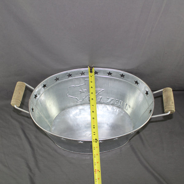 24" TEXAS BUCKET SILVER METAL OVAL TUB BEVERAGE HOLDER WESTERN HOME DECOR HANDMADE NEW #EH12495