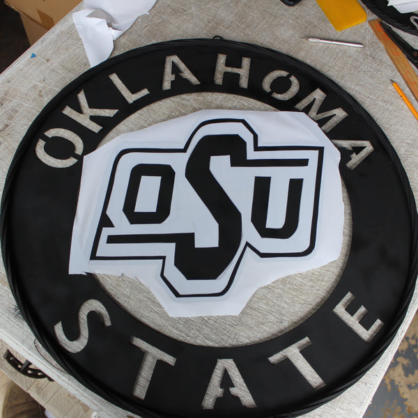 12" OSU OKLAHOMA STATE COWBOYS CUSTOM METAL VINTAGE CRAFT SIGN WESTERN HOME DECOR HANDMADE