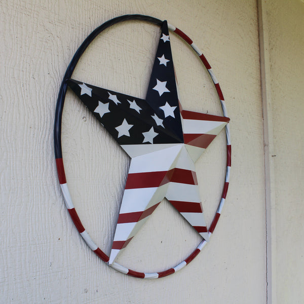 USA FLAG STAR AMERICAN FLAG METAL3D TWIST ROPE RING RED WHT BLUE WESTERN HOME DECOR HANDMADE #EH11925, 12",24",36",48" (Copy)