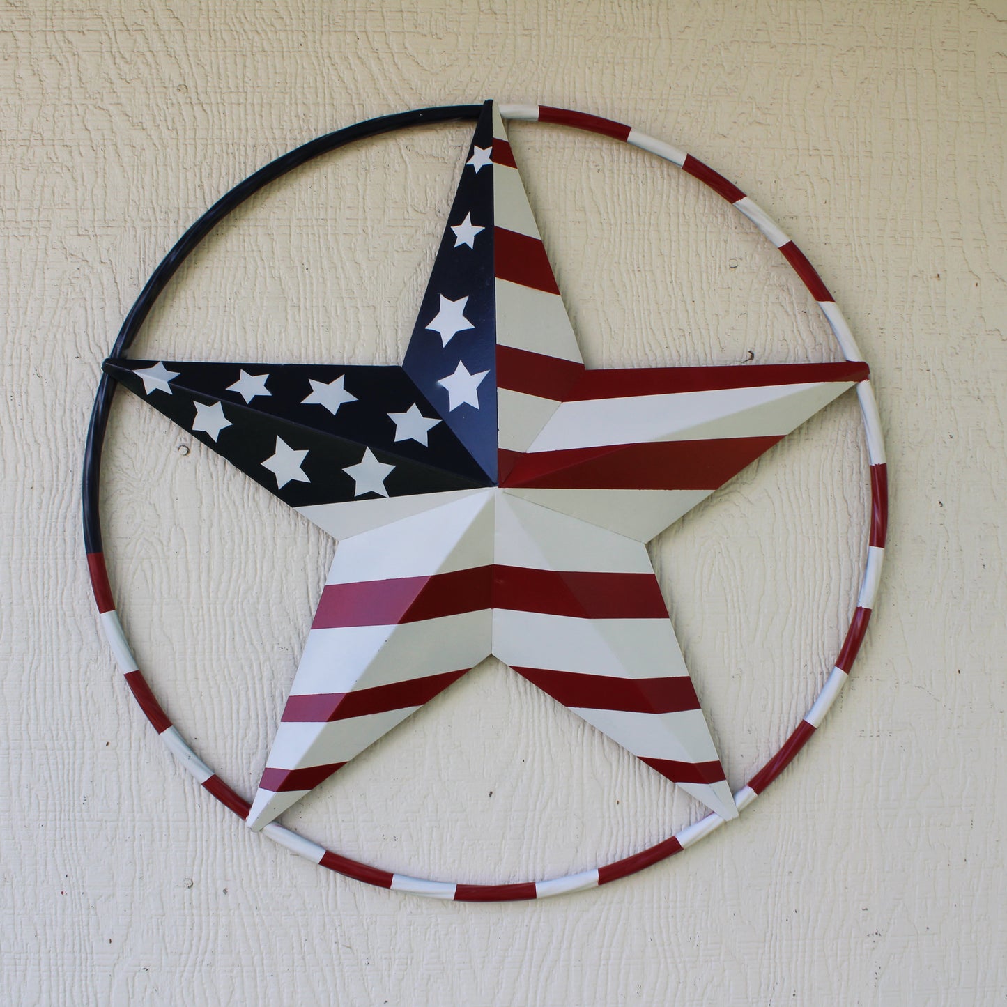 USA FLAG STAR AMERICAN FLAG METAL3D TWIST ROPE RING RED WHT BLUE WESTERN HOME DECOR HANDMADE 12",24",36",48" #EH11925