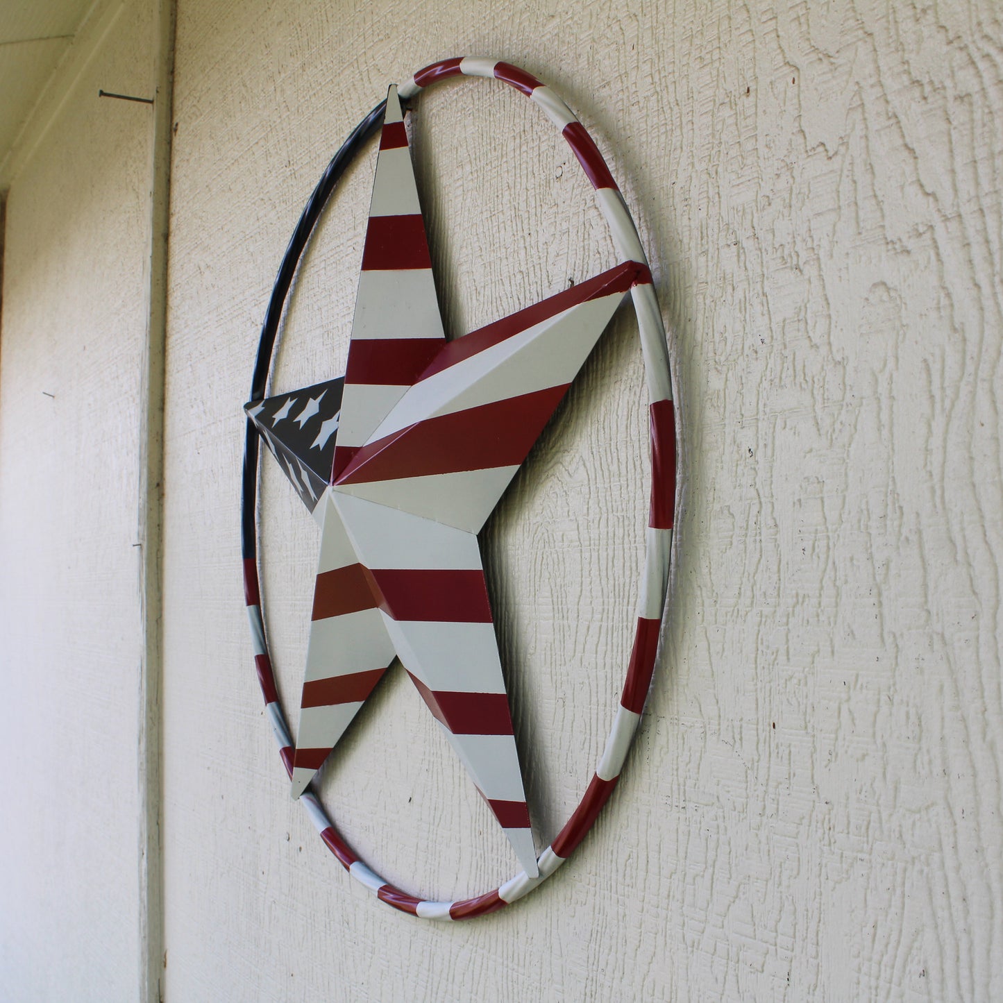 USA FLAG STAR AMERICAN FLAG METAL3D TWIST ROPE RING RED WHT BLUE WESTERN HOME DECOR HANDMADE 12",24",36",48" #EH11925