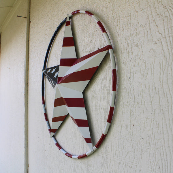 USA FLAG STAR AMERICAN FLAG METAL3D TWIST ROPE RING RED WHT BLUE WESTERN HOME DECOR HANDMADE #EH11925, 12",24",36",48" (Copy)