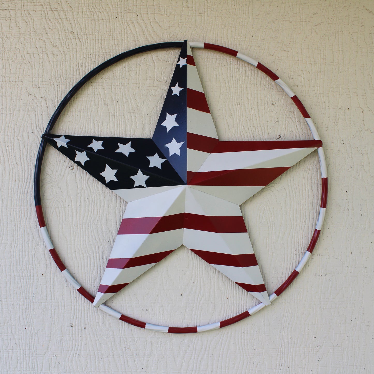 USA FLAG STAR AMERICAN FLAG METAL3D TWIST ROPE RING RED WHT BLUE WESTERN HOME DECOR HANDMADE 12",24",36",48" #EH11925