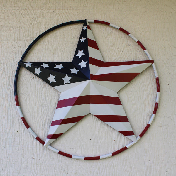 USA FLAG STAR AMERICAN FLAG METAL3D TWIST ROPE RING RED WHT BLUE WESTERN HOME DECOR HANDMADE #EH11925, 12",24",36",48" (Copy)