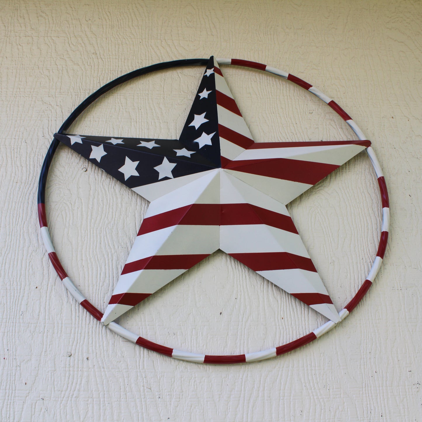 USA FLAG STAR AMERICAN FLAG METAL3D TWIST ROPE RING RED WHT BLUE WESTERN HOME DECOR HANDMADE 12",24",36",48" #EH11925
