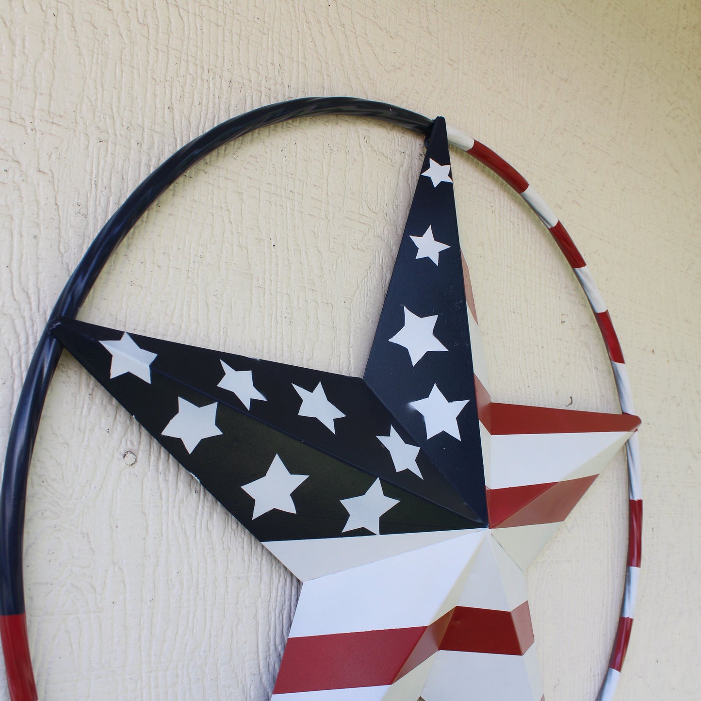 USA FLAG STAR AMERICAN FLAG METAL3D TWIST ROPE RING RED WHT BLUE WESTERN HOME DECOR HANDMADE 12",24",36",48" #EH11925