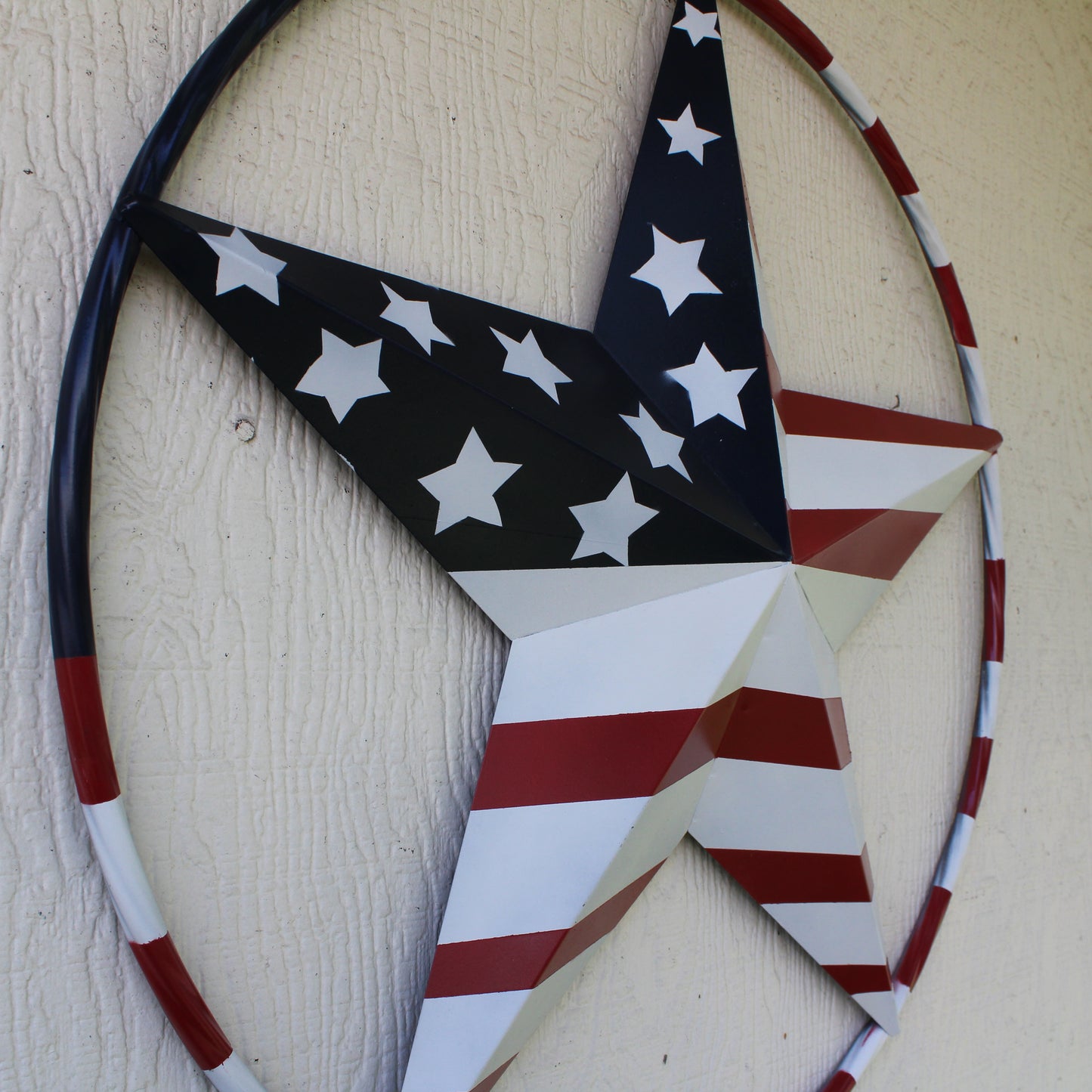 USA FLAG STAR AMERICAN FLAG METAL3D TWIST ROPE RING RED WHT BLUE WESTERN HOME DECOR HANDMADE 12",24",36",48" #EH11925