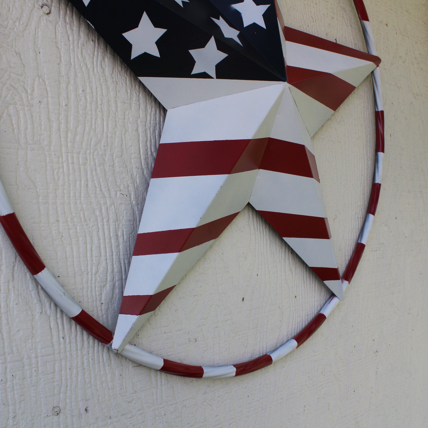 USA FLAG STAR AMERICAN FLAG METAL3D TWIST ROPE RING RED WHT BLUE WESTERN HOME DECOR HANDMADE 12",24",36",48" #EH11925