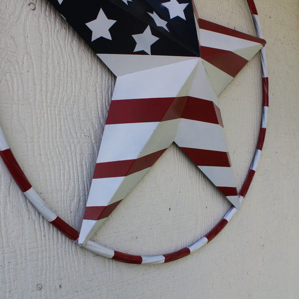 USA FLAG STAR AMERICAN FLAG METAL3D TWIST ROPE RING RED WHT BLUE WESTERN HOME DECOR HANDMADE #EH11925, 12",24",36",48" (Copy)