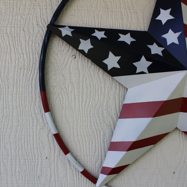 USA FLAG STAR AMERICAN FLAG METAL3D TWIST ROPE RING RED WHT BLUE WESTERN HOME DECOR HANDMADE #EH11925, 12",24",36",48" (Copy)