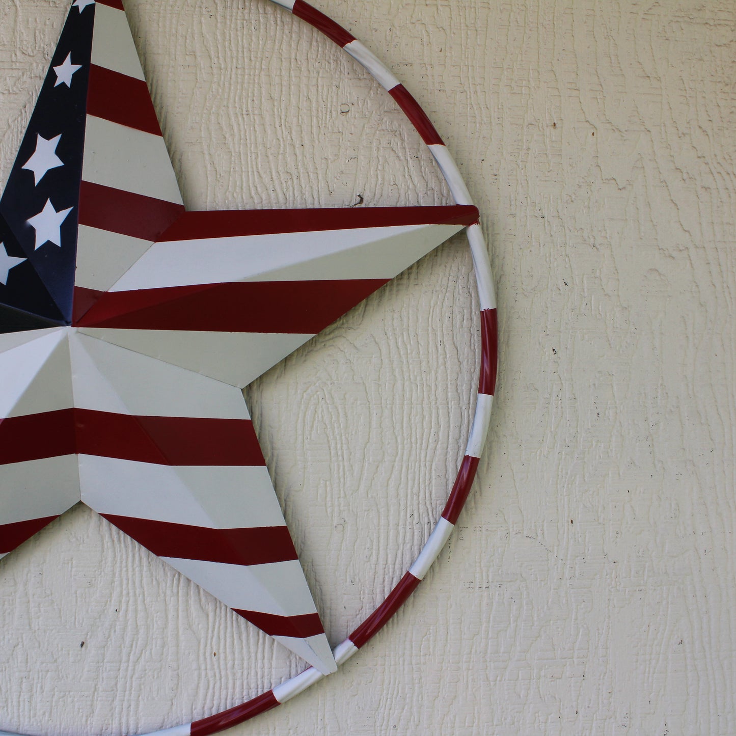 USA FLAG STAR AMERICAN FLAG METAL3D TWIST ROPE RING RED WHT BLUE WESTERN HOME DECOR HANDMADE 12",24",36",48" #EH11925