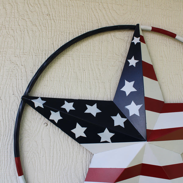 USA FLAG STAR AMERICAN FLAG METAL3D TWIST ROPE RING RED WHT BLUE WESTERN HOME DECOR HANDMADE #EH11925, 12",24",36",48" (Copy)